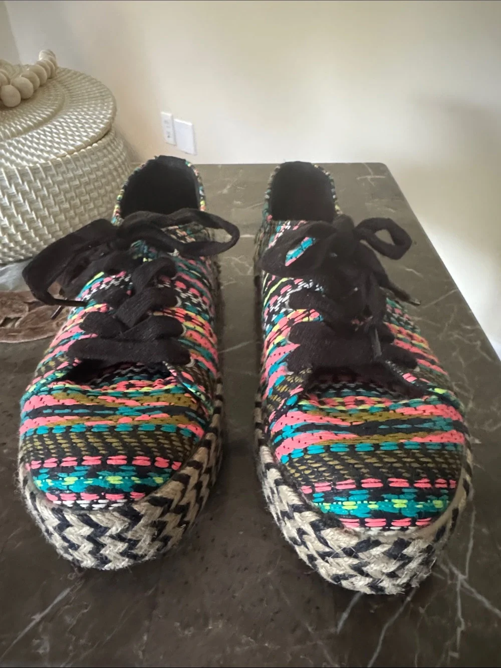 Circus by Sam Edelman Multicolor Woven Lace-Up Espadrilles size 8M